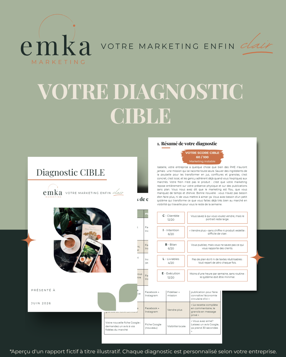 Aperçu du rapport Diagnostic CIBLE — exemple fictif